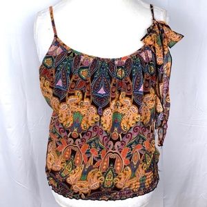 Belle du Jour paisley top w spaghetti straps, M